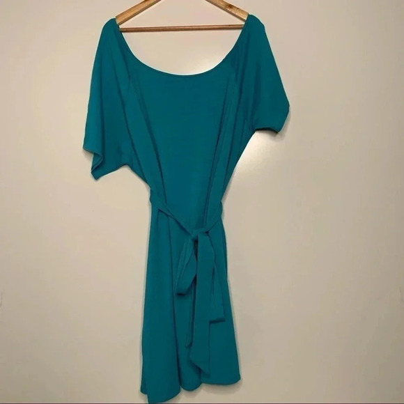 Torrid Teal French Terry Off The Shoulder T-Shirt Dress Size 4 - Picture 3 of 7